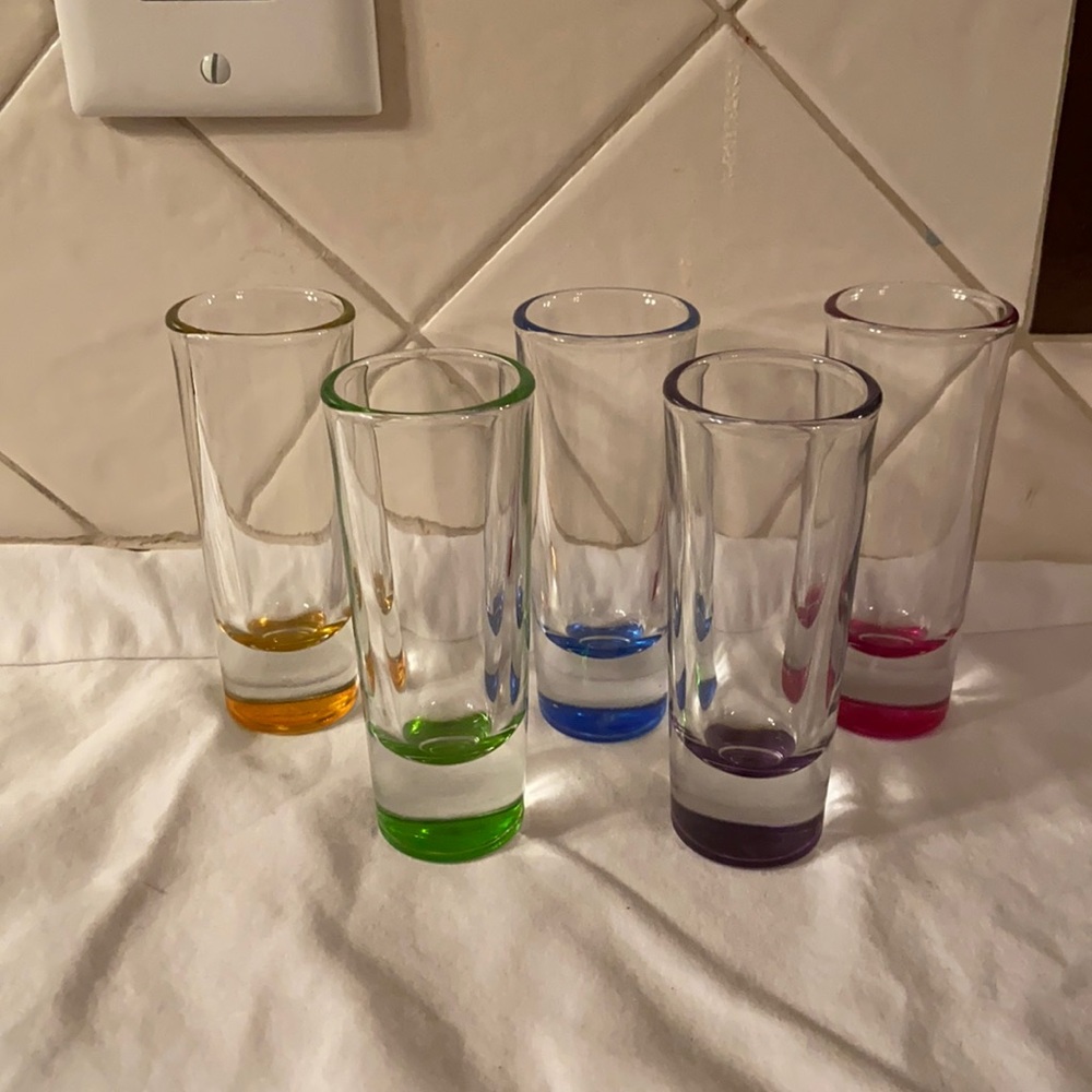 Vintage Retro Rainbow Heavy Bottom Liquor Shot Glasses